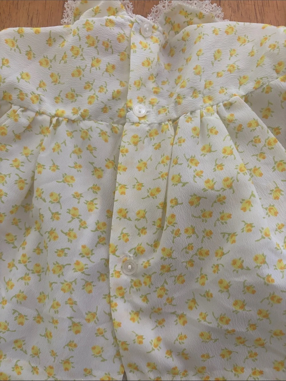 Vintage Baby Girls Yellow Floral Dress & Bloomers Set